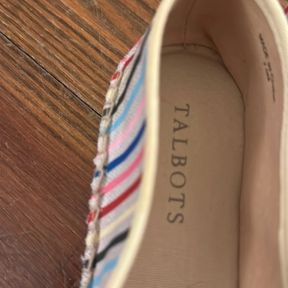 NEW Talbots Multi Horizons Izzy Slip-on Striped Canvas Espadrilles Sz 7.5 Preppy